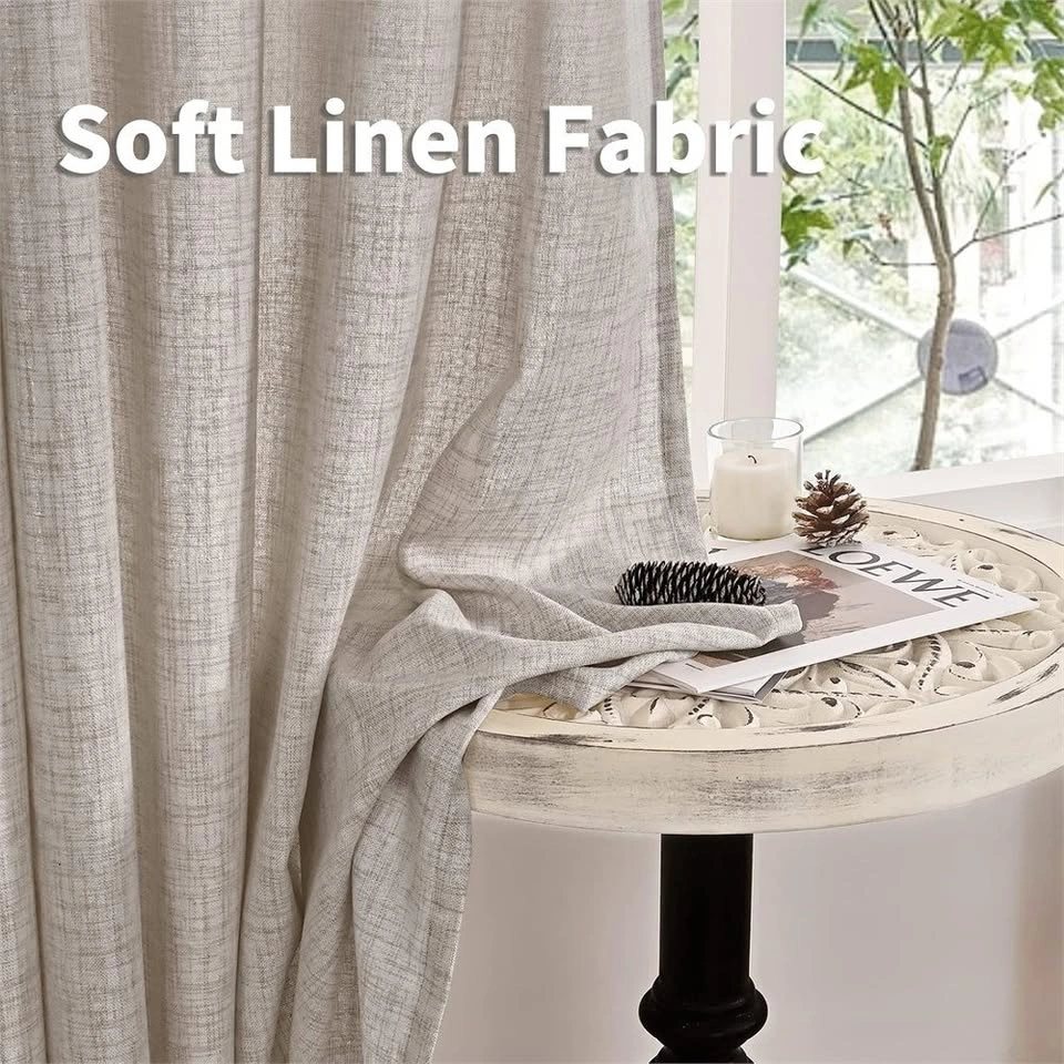 2 Panels, 52x90 Inch YoungsTex Natural Linen Curtains - photo 2