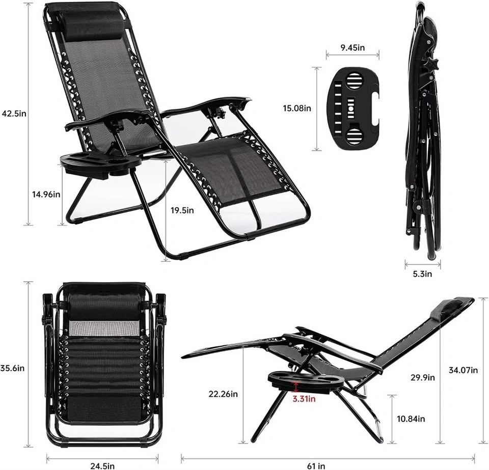 Zero Gravity Patio Chairs, Folding Reclining Lounge Chairs - photo 2