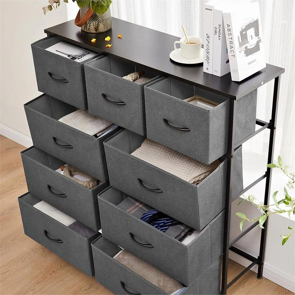 9 Drawer Fabric Dresser, Tall Storage Chest