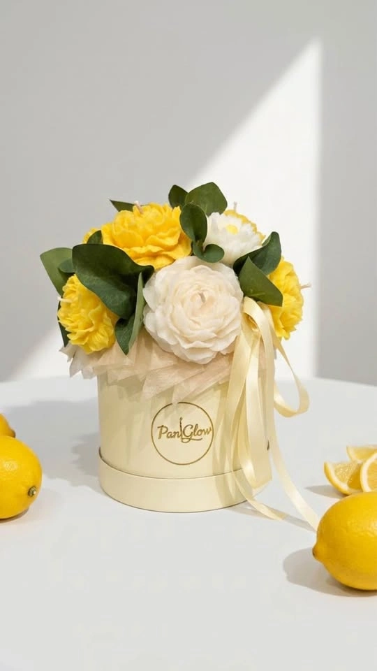 Candle Flower Bouquet – Lemon Scent 🍋🌼