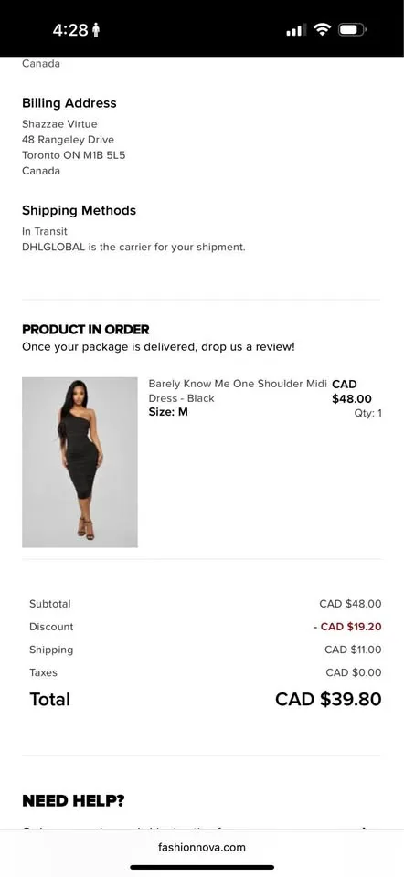 Fashion Nova One Shoulder Dress thumbnail