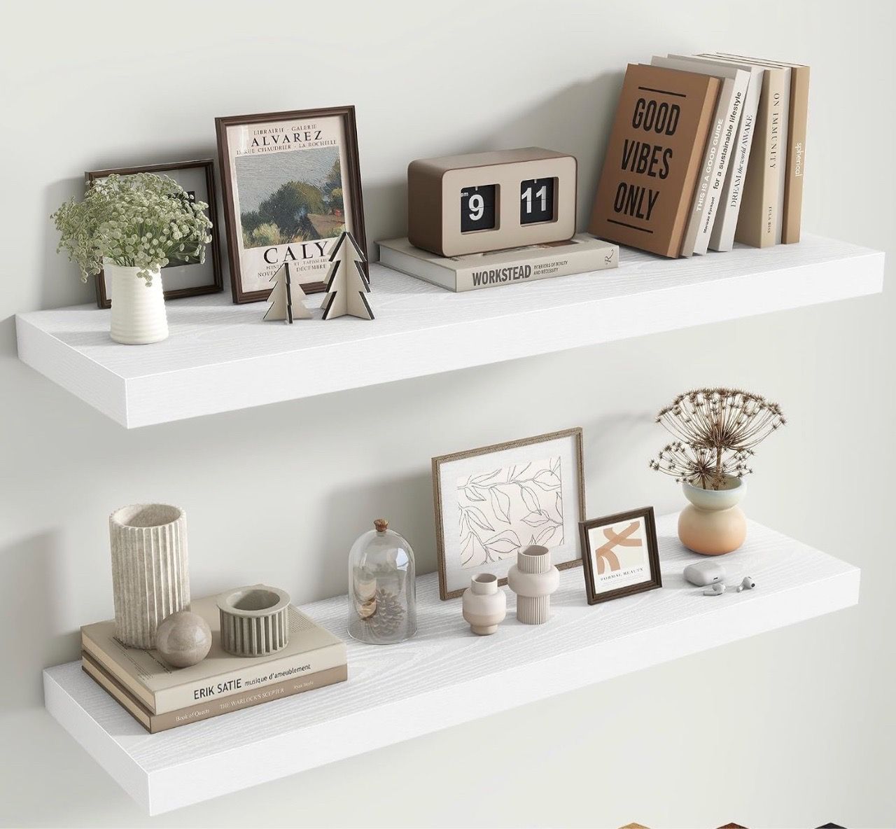 New set of 2 white 36” floating shelves