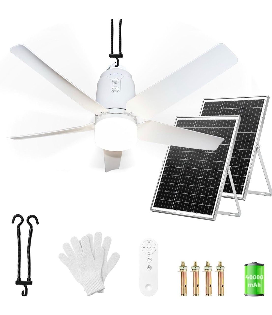 Solar Outdoor Ceiling Fan Light 31.5'', 60W Solar Powered