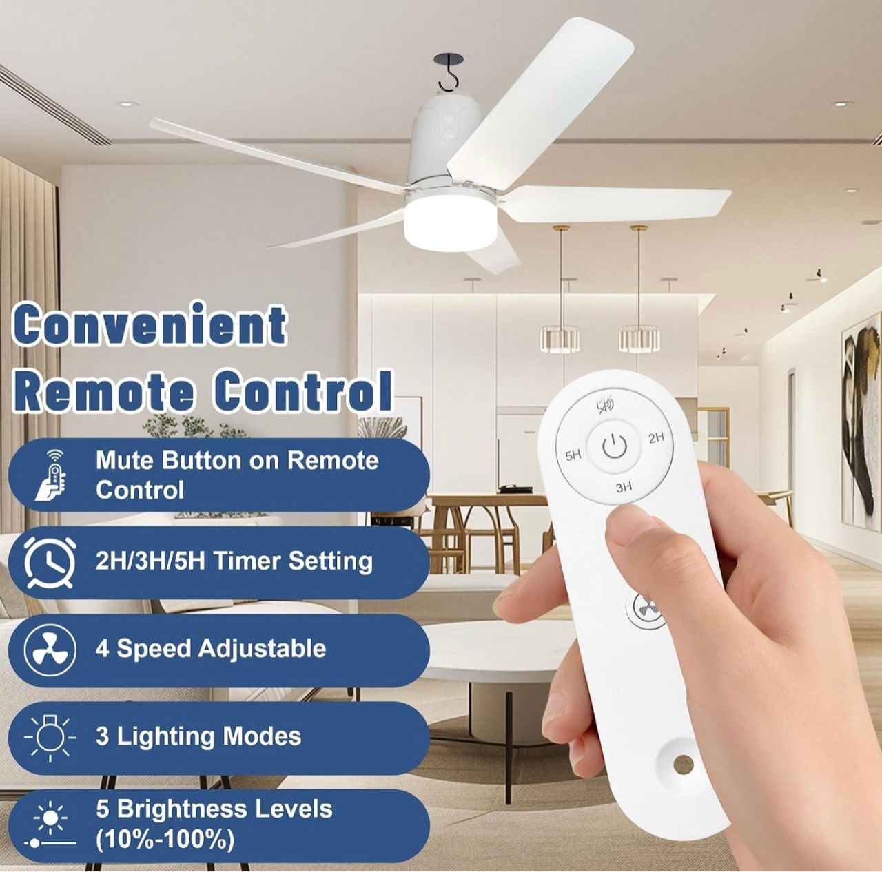 Solar Outdoor Ceiling Fan Light 31.5'', 60W Solar Powered - photo 3