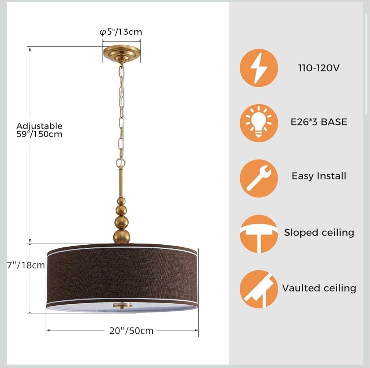 New Shrine Lighting Drum Chandeliers, Farmhouse Style - photo 2