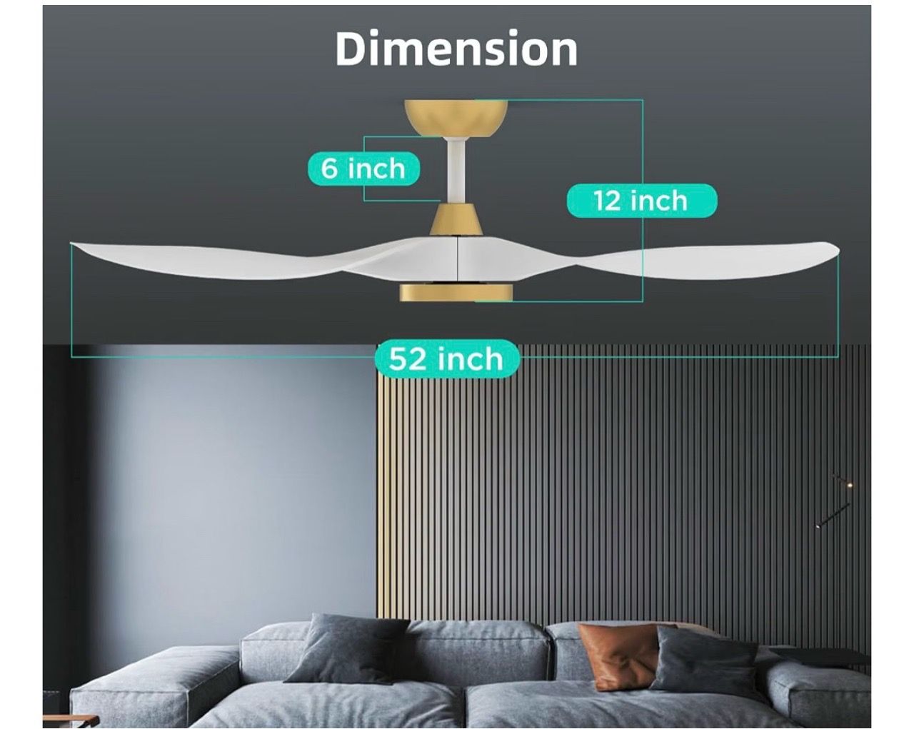 New 52In White gold Ceiling Fans with Lights and Remote - photo 2