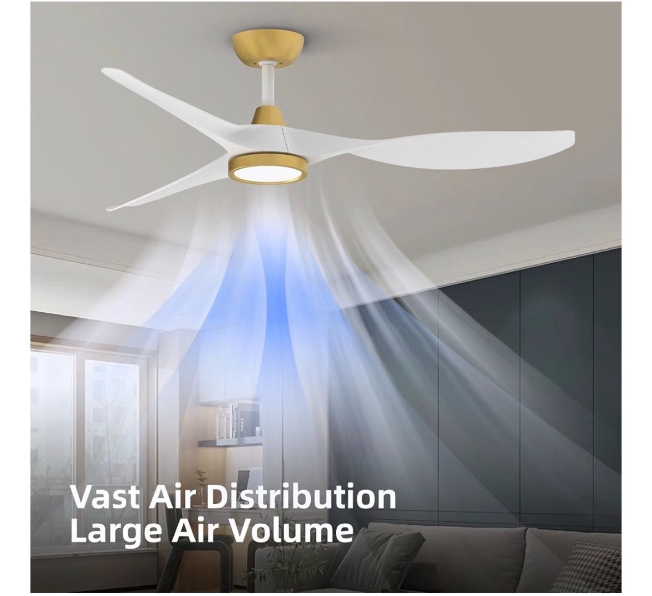 New 52In White gold Ceiling Fans with Lights and Remote - photo 4