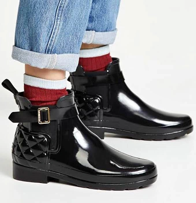 Hunter Chelsea rain booties, black, glossy, 37