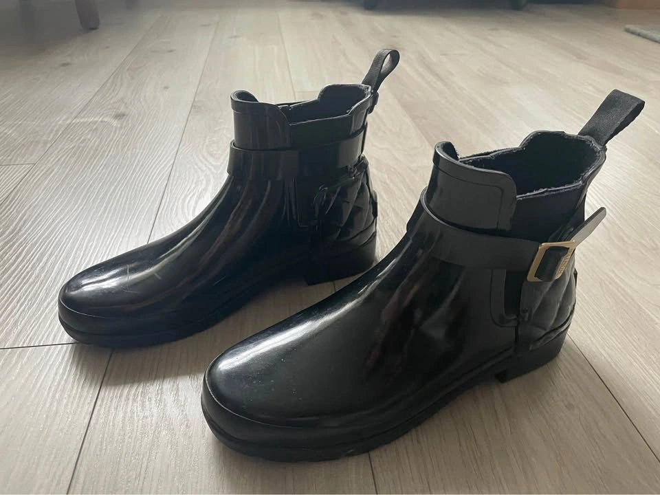 Hunter Chelsea rain booties, black, glossy, 37 - photo 3