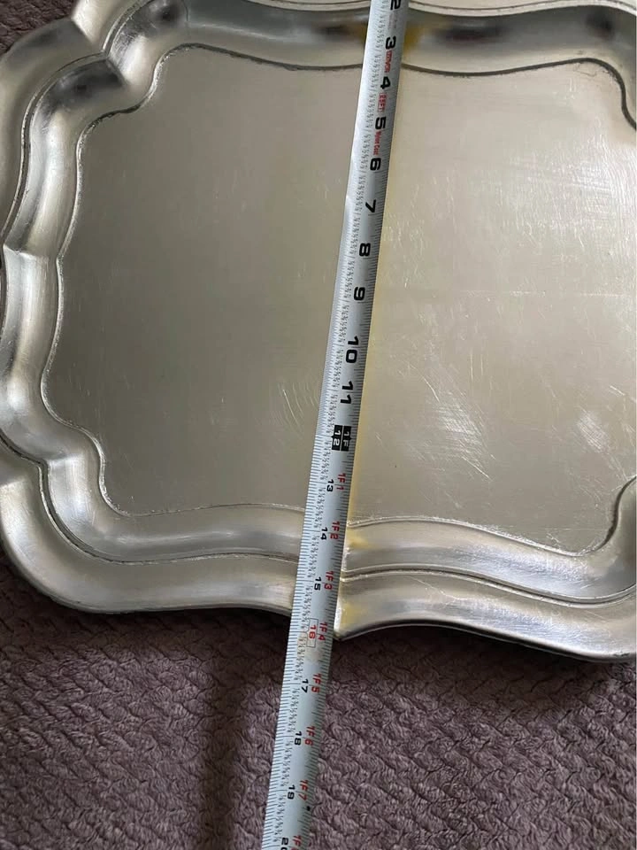 Silver Scalloped Metal Serving Tray - photo 2