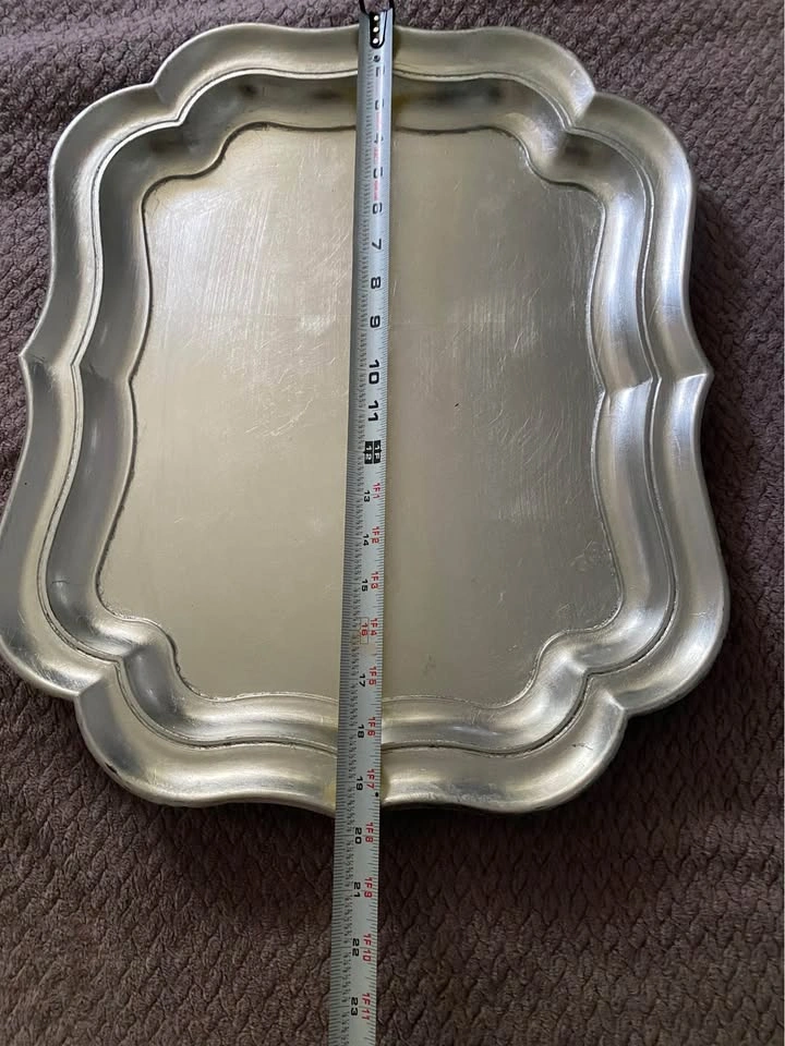 Silver Scalloped Metal Serving Tray - photo 3