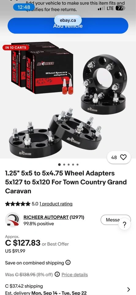 5x4.5 to 5x4.75 Wheel Adapters 5x120mm to 5x127mm Spacers - photo 5