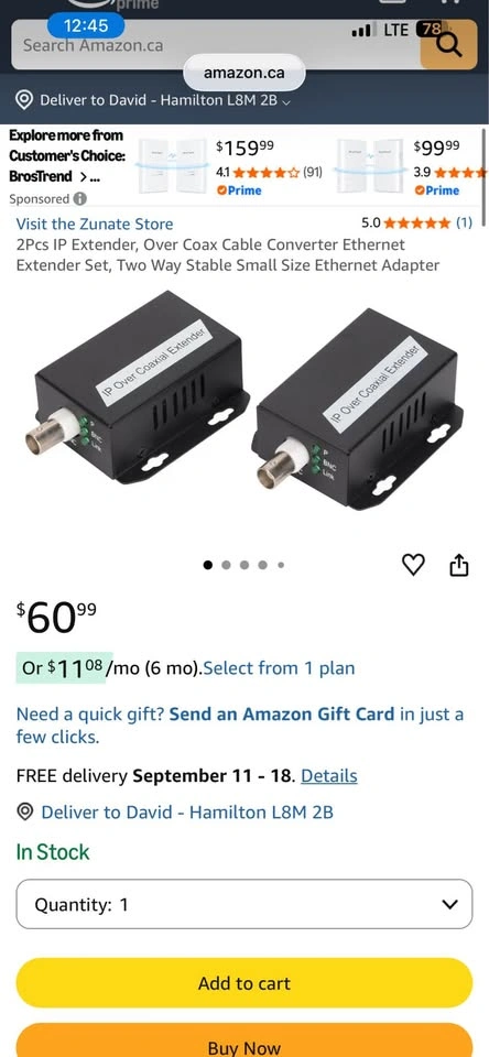 2Pcs IP Extender Over Coax Cable Converter Ethernet Set - photo 2
