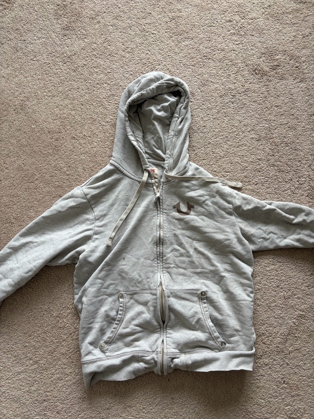 True Religion Grey Zip-Up Hoodie