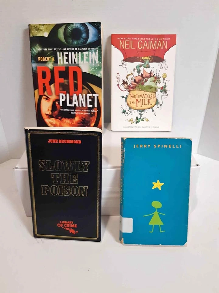 Lot of 4 Books: Red Planet, Fortunately the Milk, Slowly the Poi