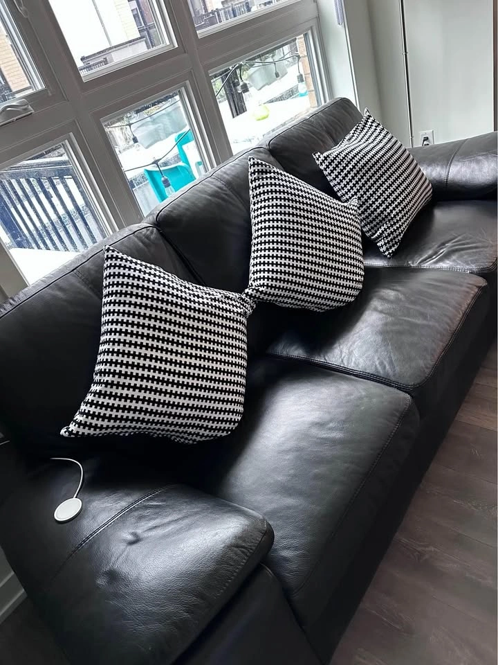 Brick- Black Leather Sofa - photo 2