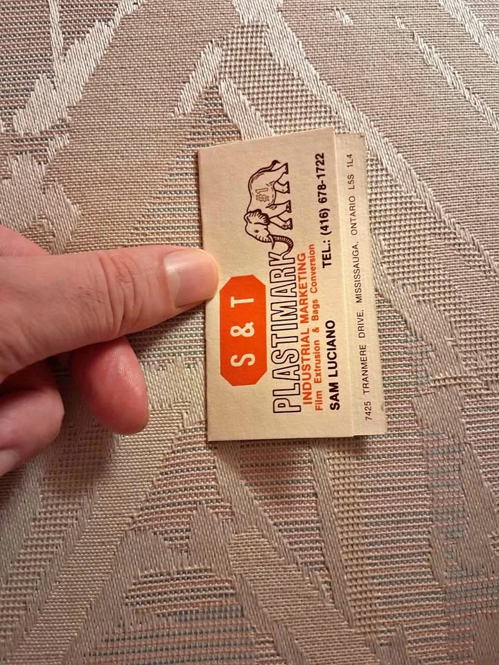 Vintage Plastimark Mississauga Business Card  - 1993