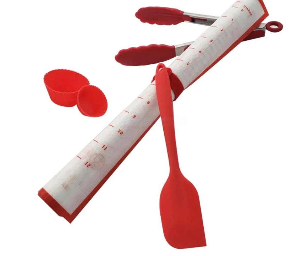 Silicone Mat Set: 16x24" Mat, Tongs, Brush, Spatula, 6 Cups - photo 3