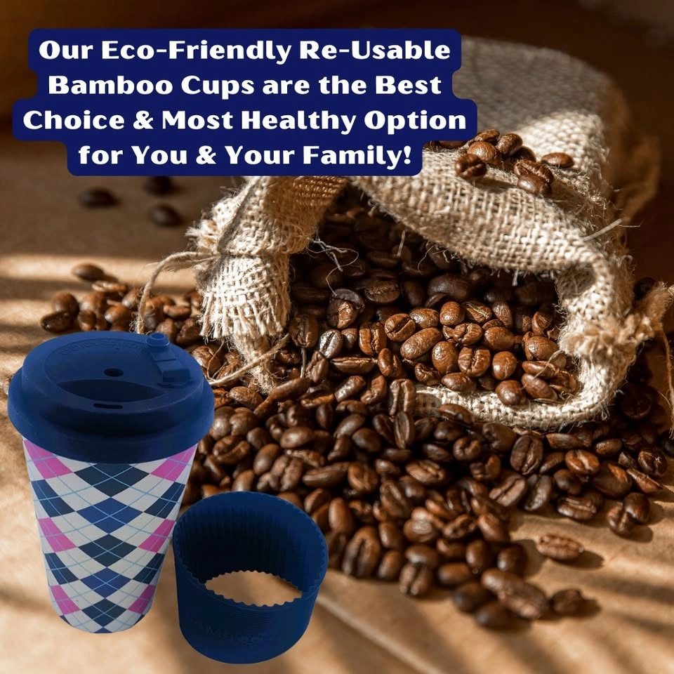 Bamboo Coffee Cup, Reusable 15oz, Silicone Sleeve & Lid - photo 4