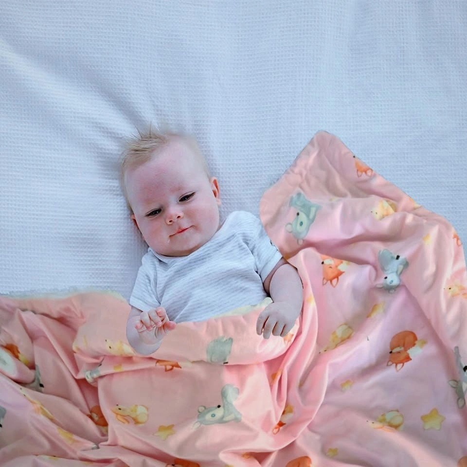 Baby Blanket, Minky Sherpa Fleece Blanket for Nursery