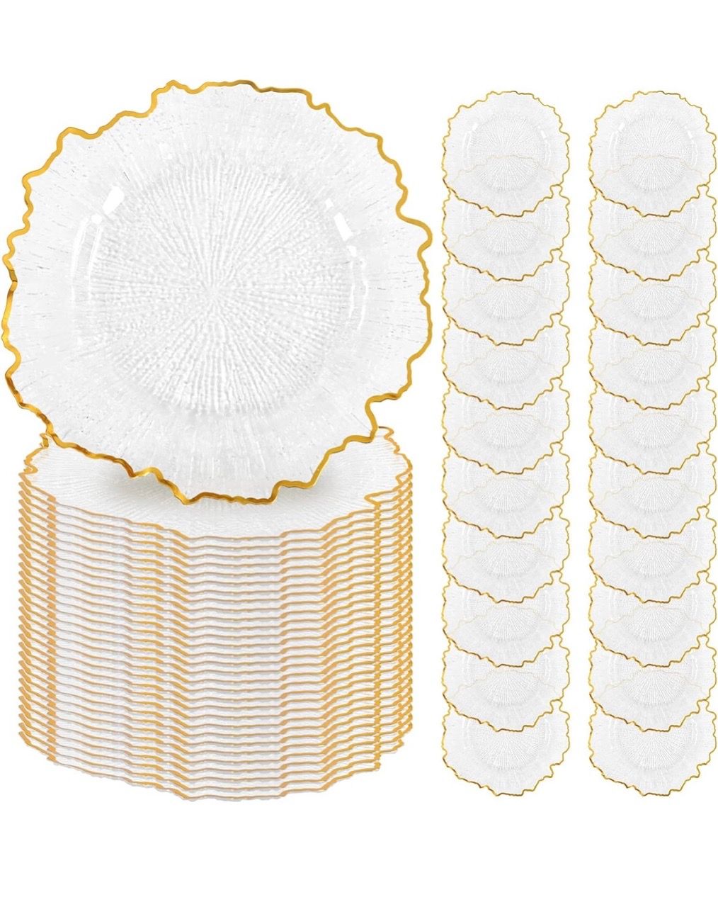 Clear Acrylic Charger Plates with Gold Rim Set