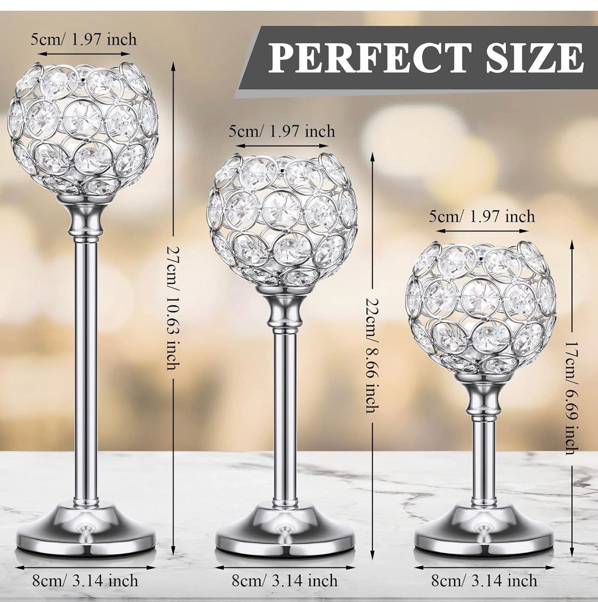 12 Pack Silver Crystal Candle Holders, Tealight Holders - photo 2