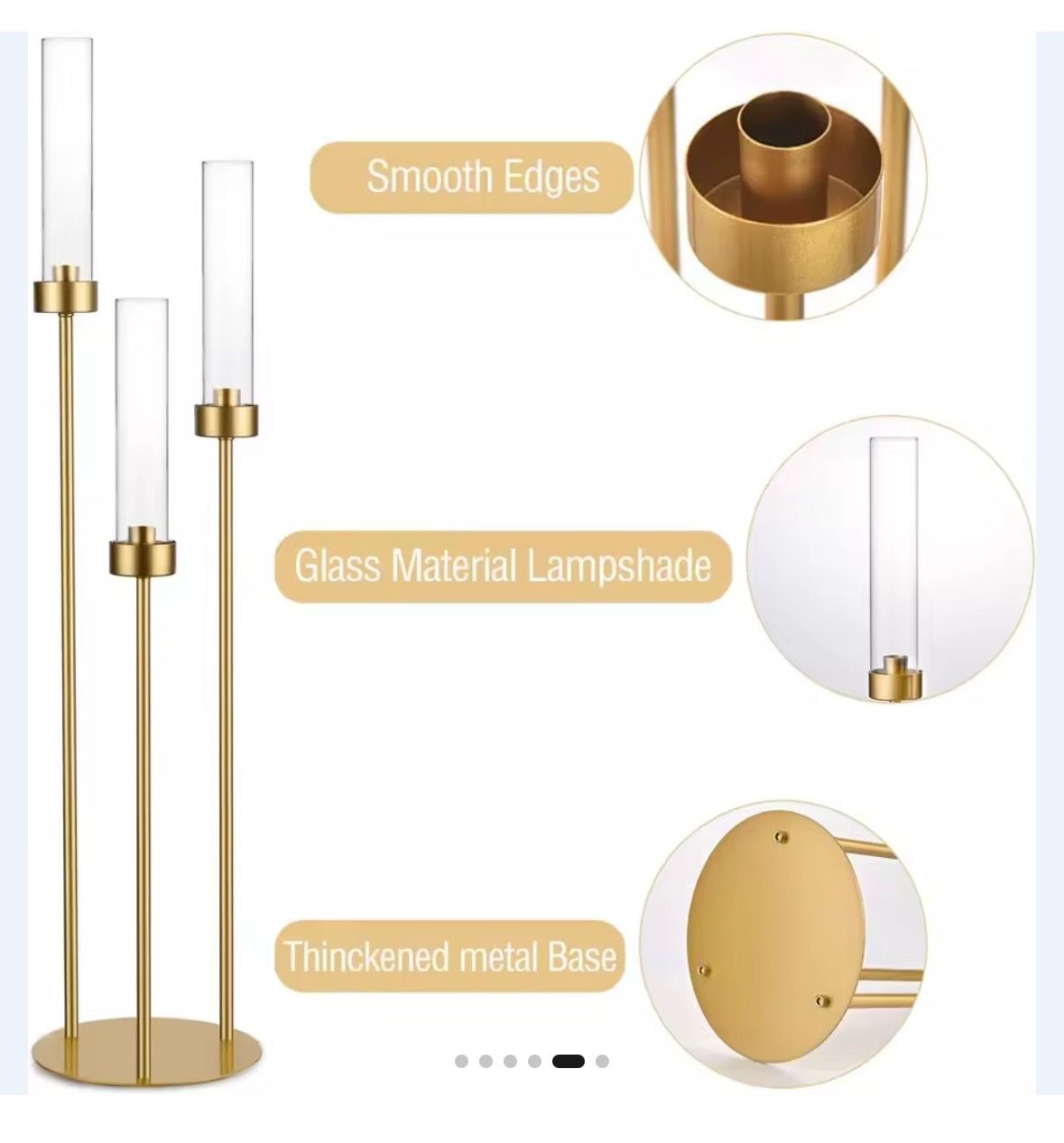 Gold Candelabra 3 Arm Candle Holders Centerpiece for Table (2)
