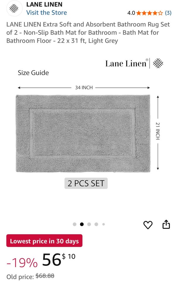 Brand new LANE LINEN Bathroom Rug Set of 2 - photo 3