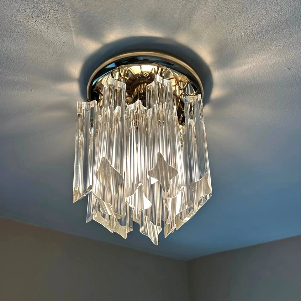Vintage 1960s Italian Murano Glass Trilobi Flush Mount Light