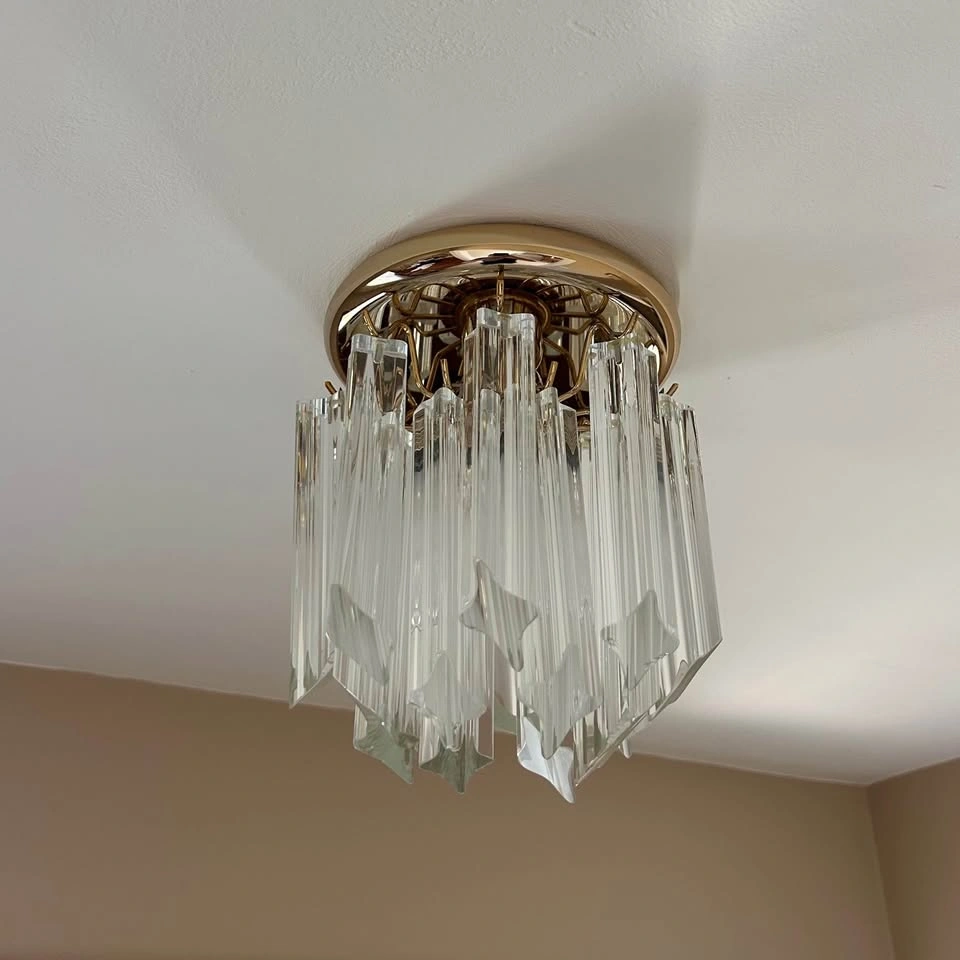 Vintage 1960s Italian Murano Glass Trilobi Flush Mount Light - photo 4