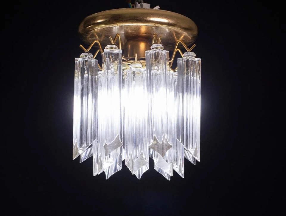 Vintage 1960s Italian Murano Glass Trilobi Flush Mount Light - photo 5