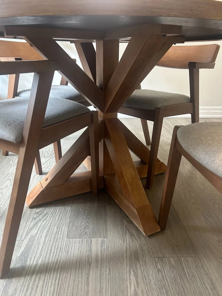 Solid Wood Round Dining Set - 4 Mid-Century Chairs + Bonus - photo 2