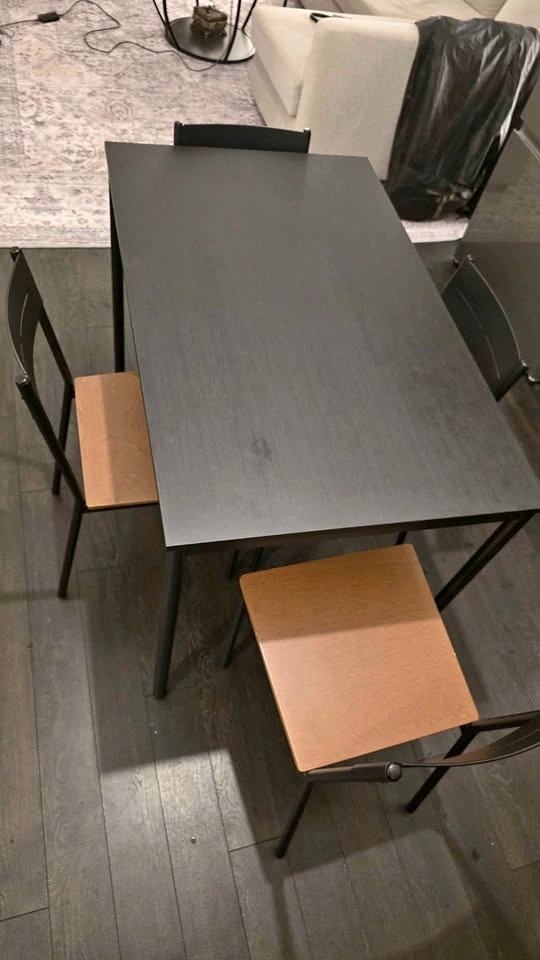 Black Dining Table with 4 Chairs