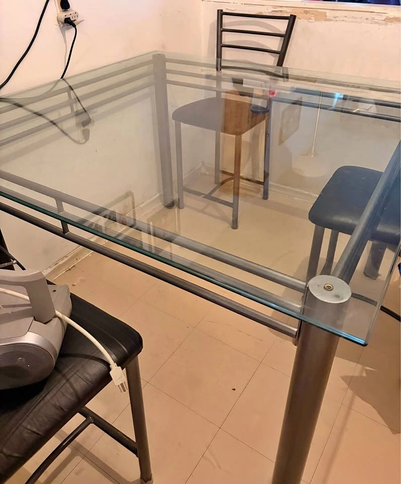 Sturdy Glass Top Dining Table