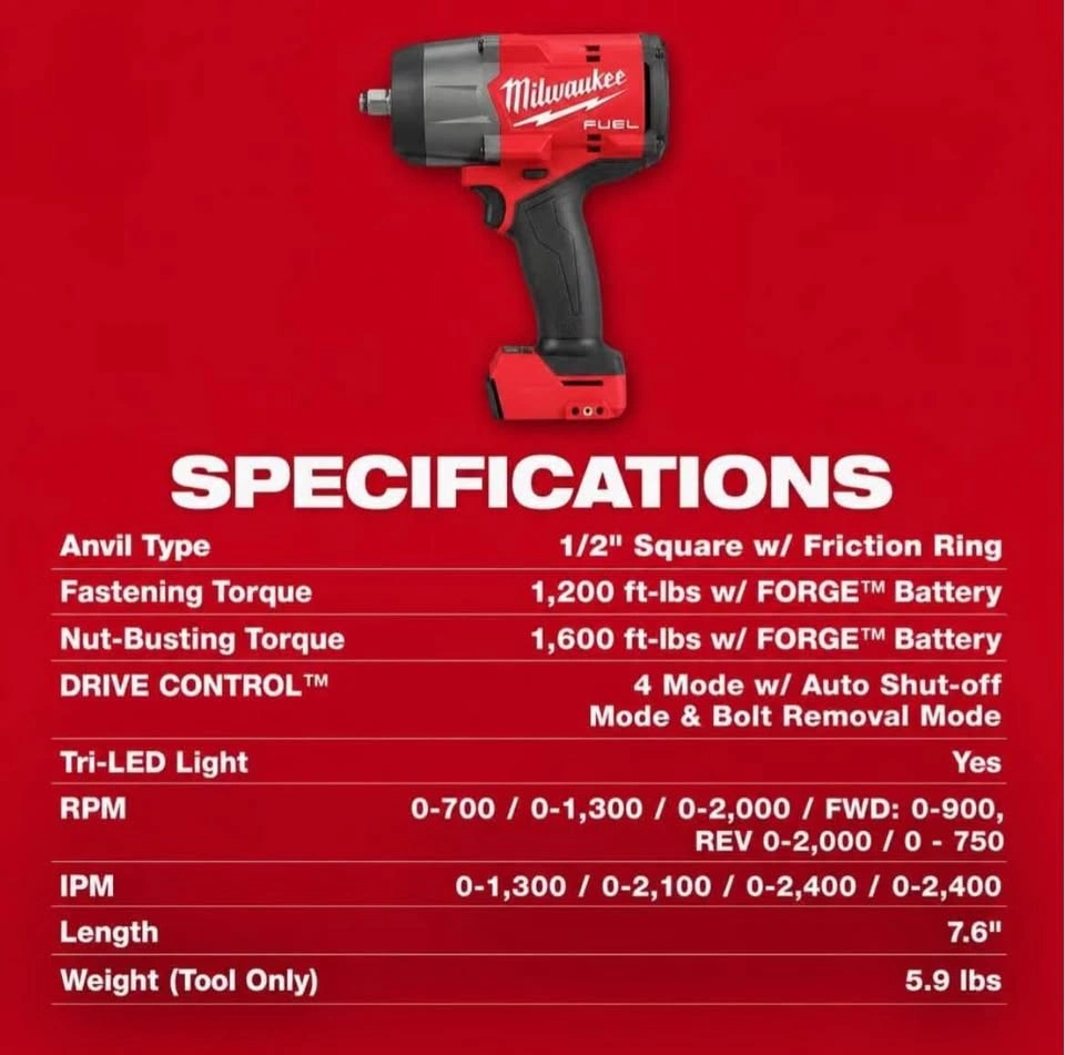 Milwaukee high torque impact wrench W/friction ring - photo 3