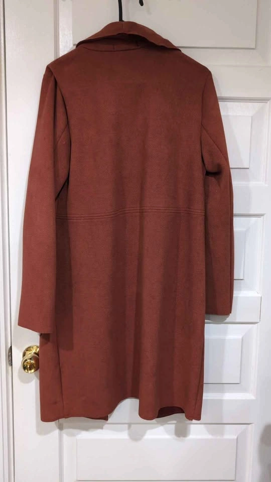 Joan Vass New York Rust Faux Suede Open Front Coat Size M - photo 2