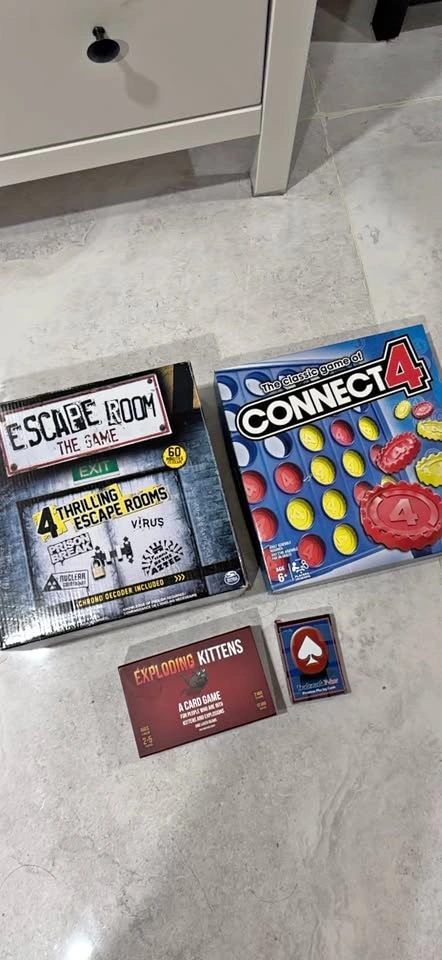 Board Game Lot: Escape Room The Game, Connect 4, Exploding Kitte