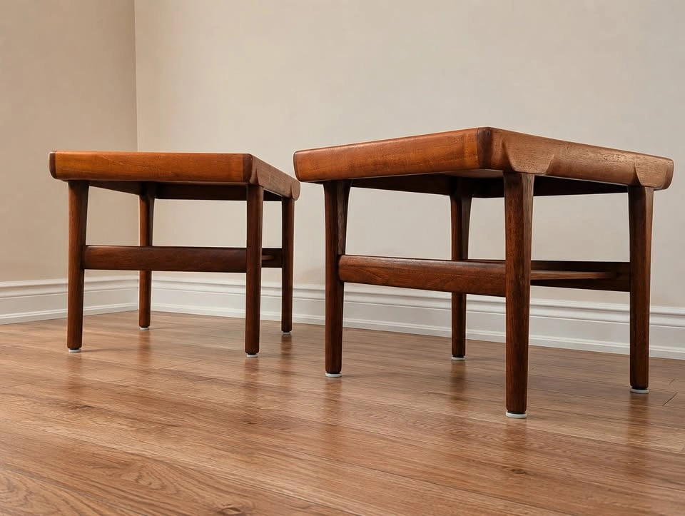 Pair of Vintage MCM Teak Two-Tier End Tables - photo 2