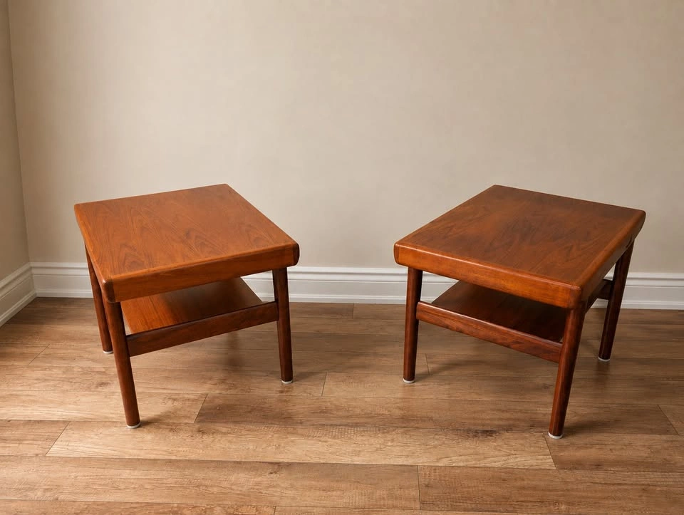 Pair of Vintage MCM Teak Two-Tier End Tables - photo 3