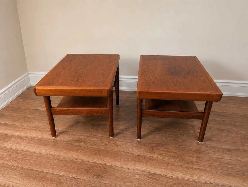 Pair of Vintage MCM Teak Two-Tier End Tables - photo 4