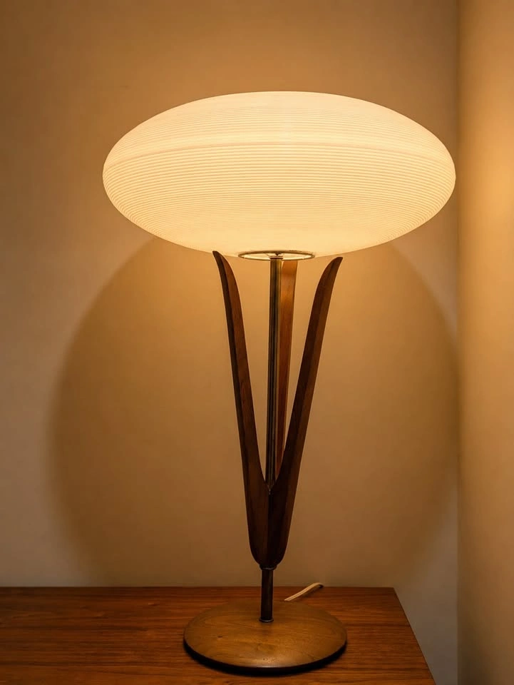 Vintage MCM Wood UFO Lamp - Likely Rotaflex Shade - photo 2