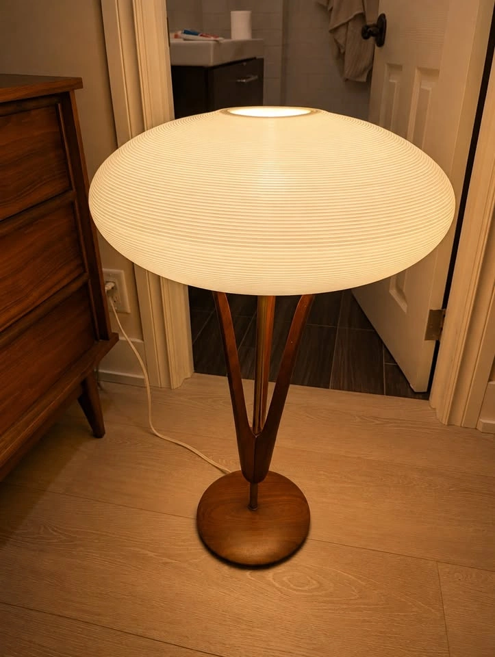 Vintage MCM Wood UFO Lamp - Likely Rotaflex Shade - photo 4
