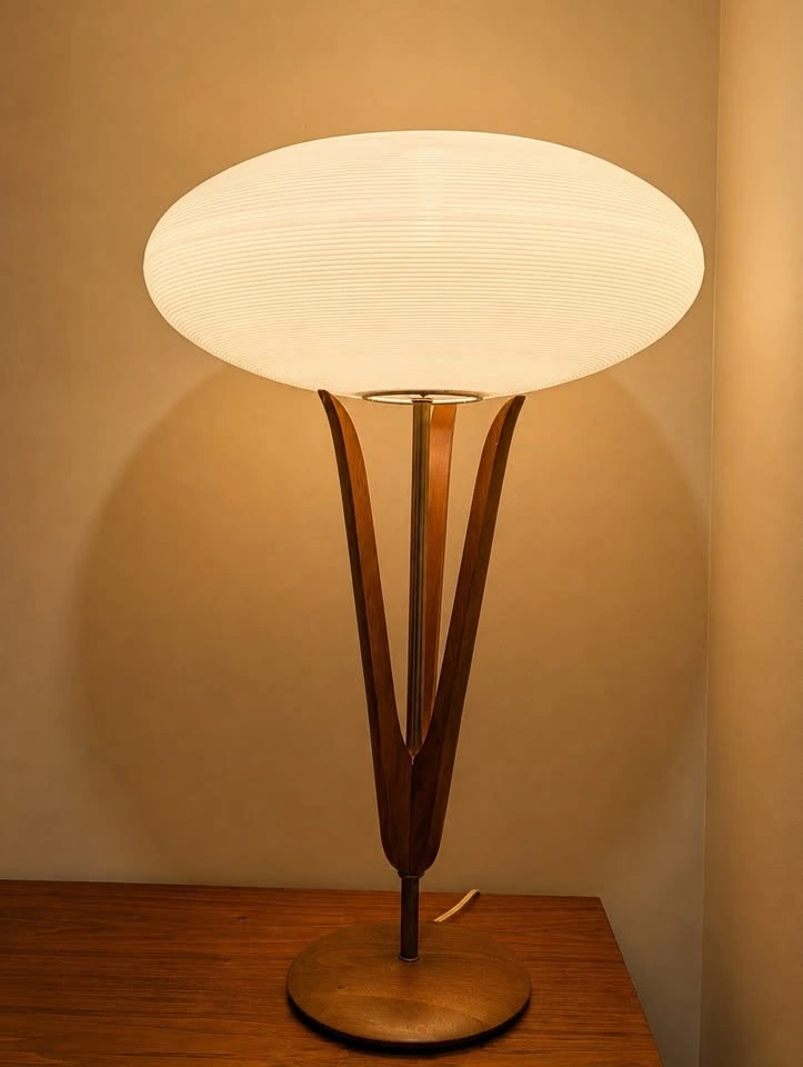 Vintage MCM Wood UFO Lamp - Likely Rotaflex Shade - photo 5