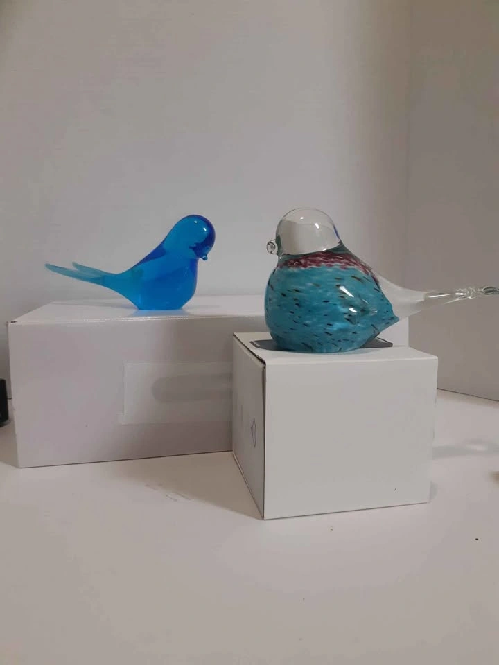 Set of 2 Blue Glass Bird Figurines - photo 2