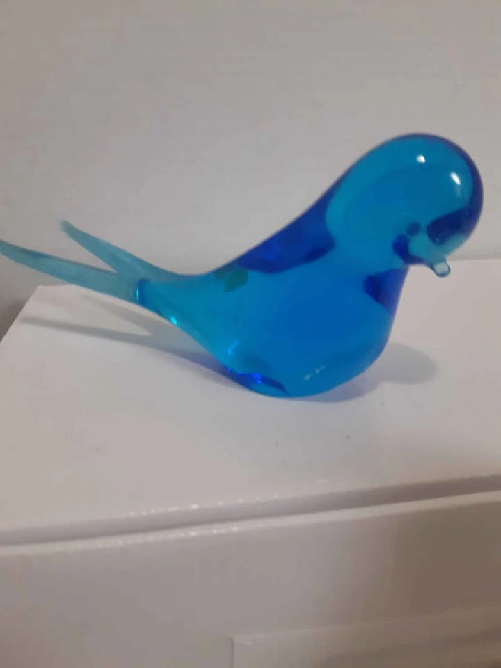 Set of 2 Blue Glass Bird Figurines - photo 4