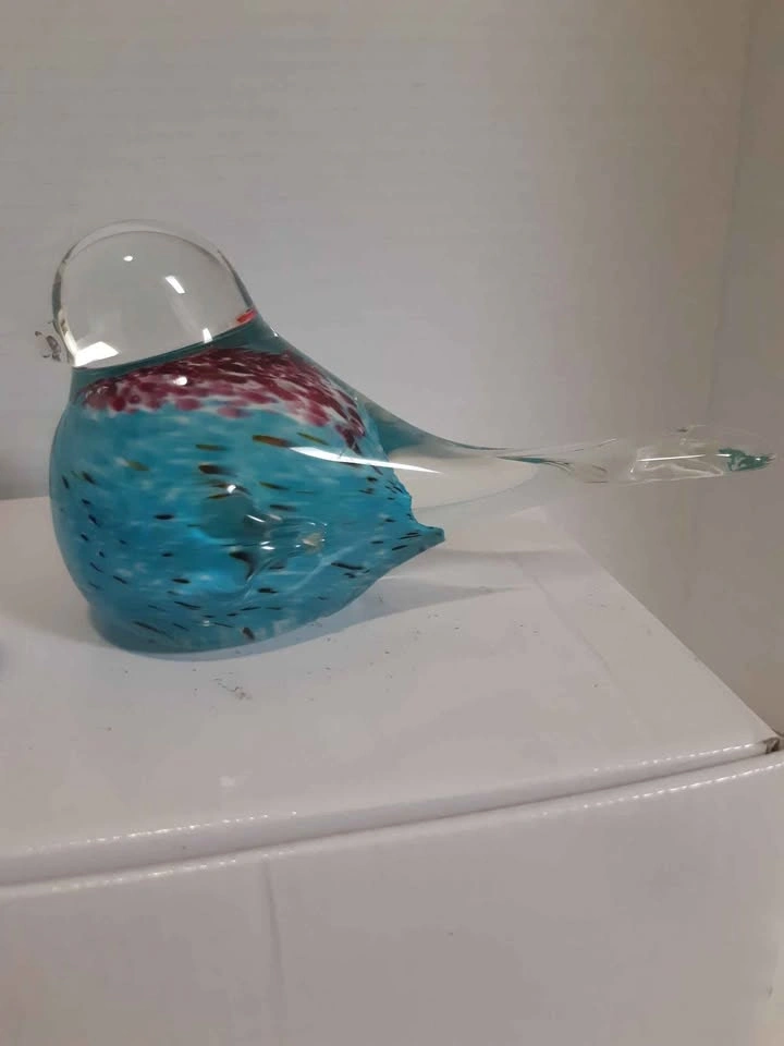 Set of 2 Blue Glass Bird Figurines - photo 5