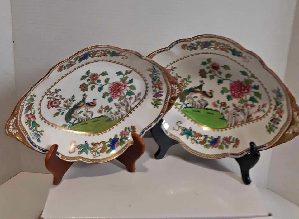 Antique Spode 2083 Porcelain Serving Dishes - Pair