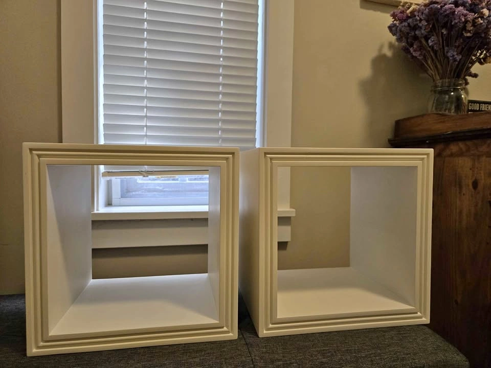Pair of White Decorative Cube Wall Shelves
