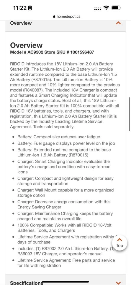 RIDGID 18V Lithium-Ion 2.0 Ah Battery Starter Kit - photo 3