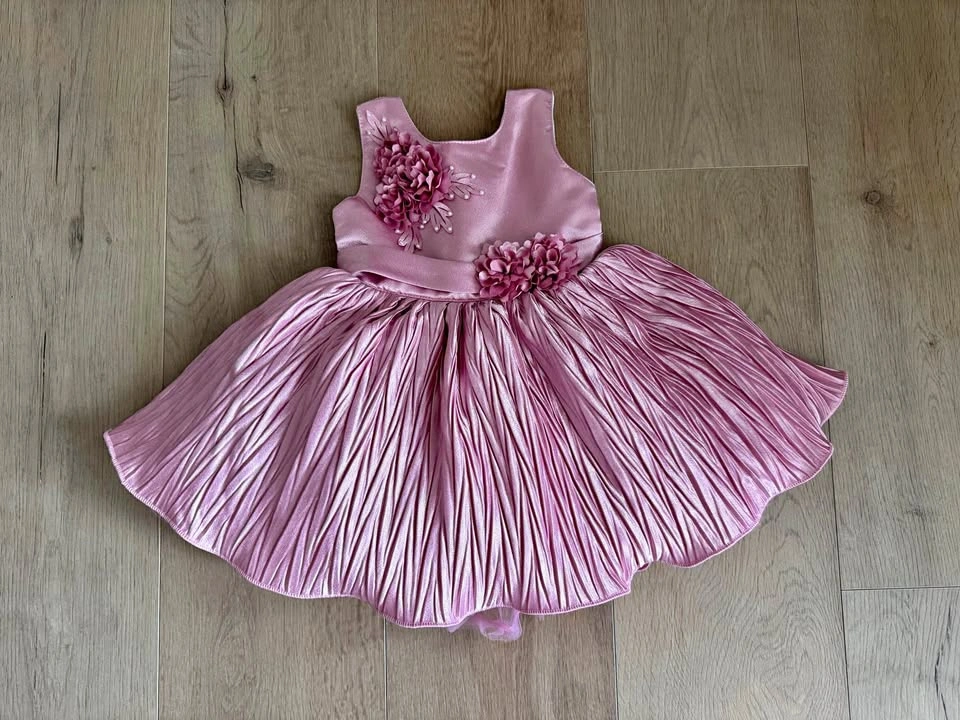 12-18months Pink Floral Pleated Toddler Dress